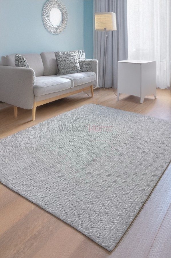 Açık Gri Labirent Deluxe Welsoft Halı Örtüsü