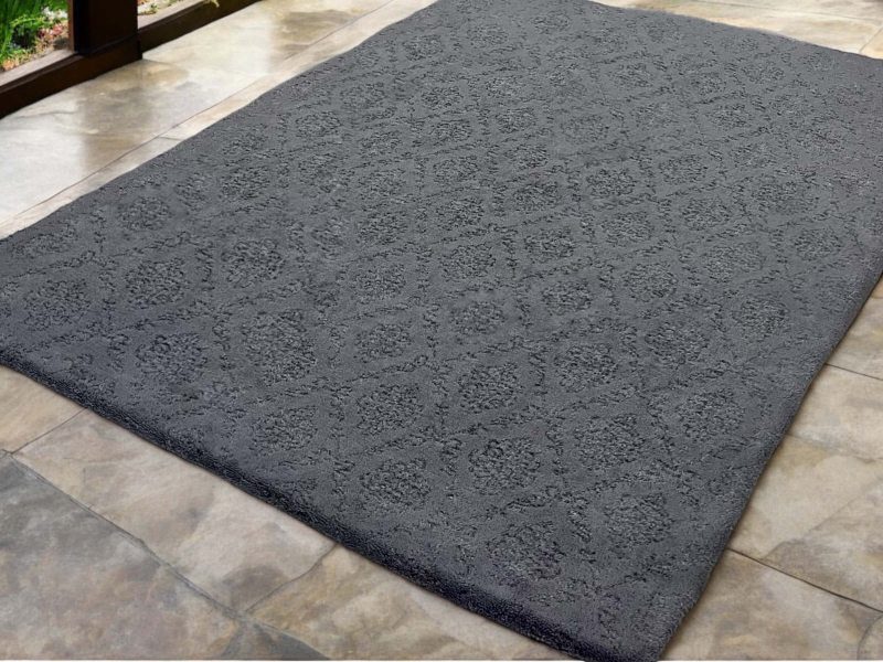 Koyu Gri Damask Deluxe Welsoft Halı Örtüsü