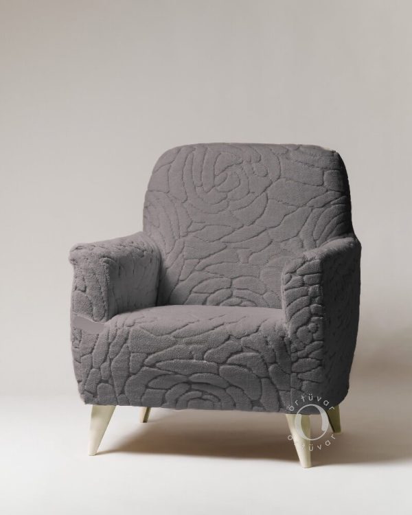 Koyu Gri Gül Welsoft Tam Oturan Lastikli Koltuk Örtüsü